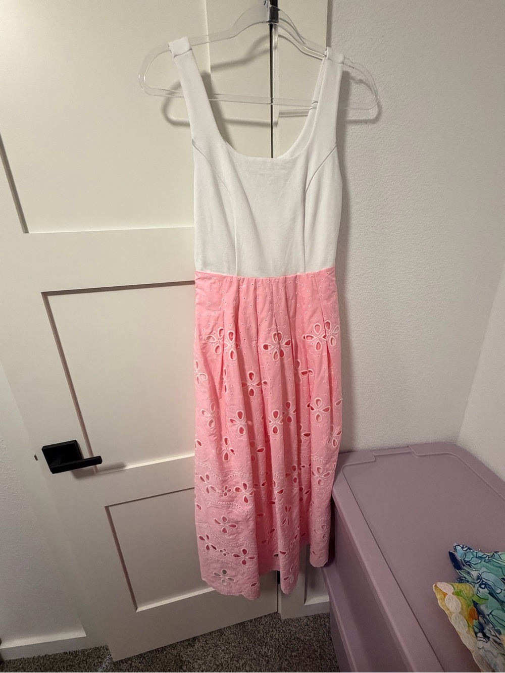 Lilly Pulitzer Lisette Dress White & Pink Eyelet Sundress 00